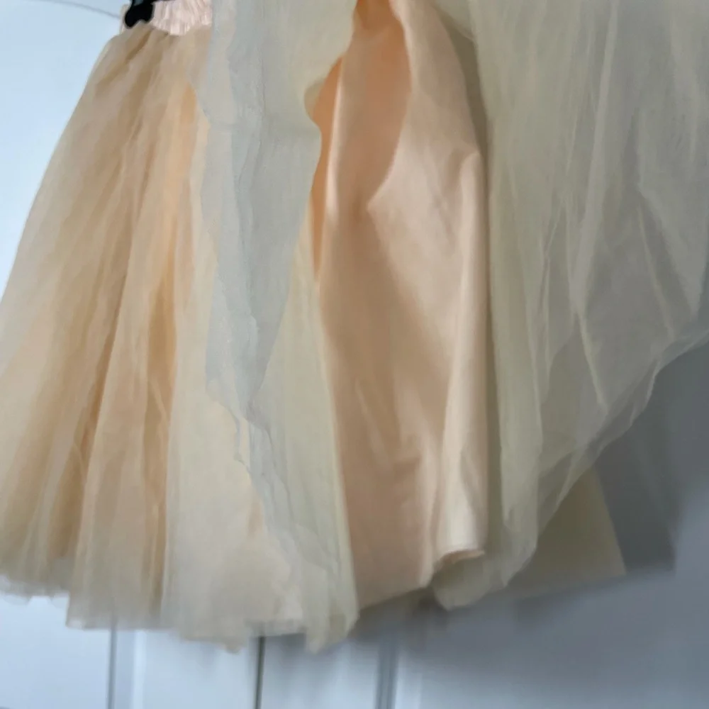 Vintage Knee-Length Lined Tulle Ballerina Skirt Champagne Peach Color - Picture 8 of 12